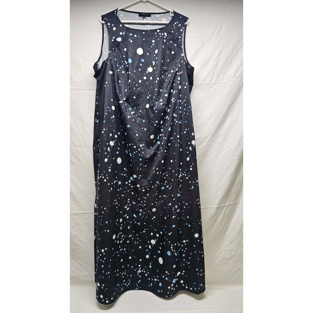 Vintage Three Seasons Black Maxi Dress With Splatter Print 3xl